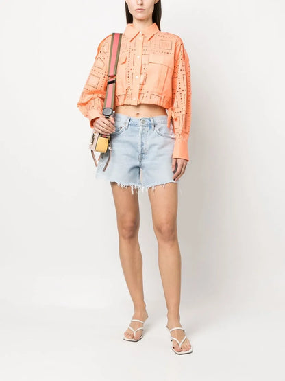 Broderie-Anglaise Cropped Shirt