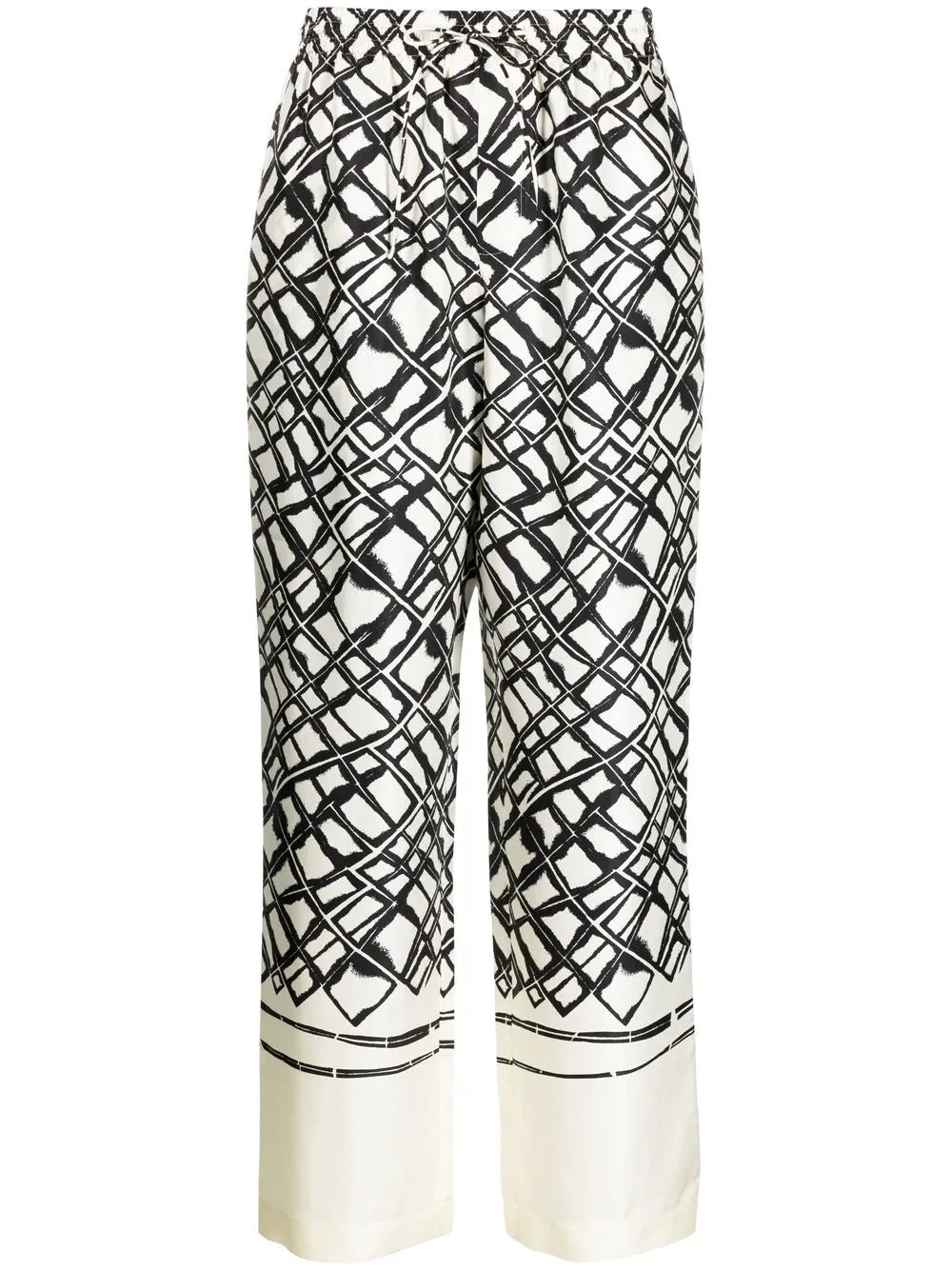 Diamond-Print Silk Wide Trousers