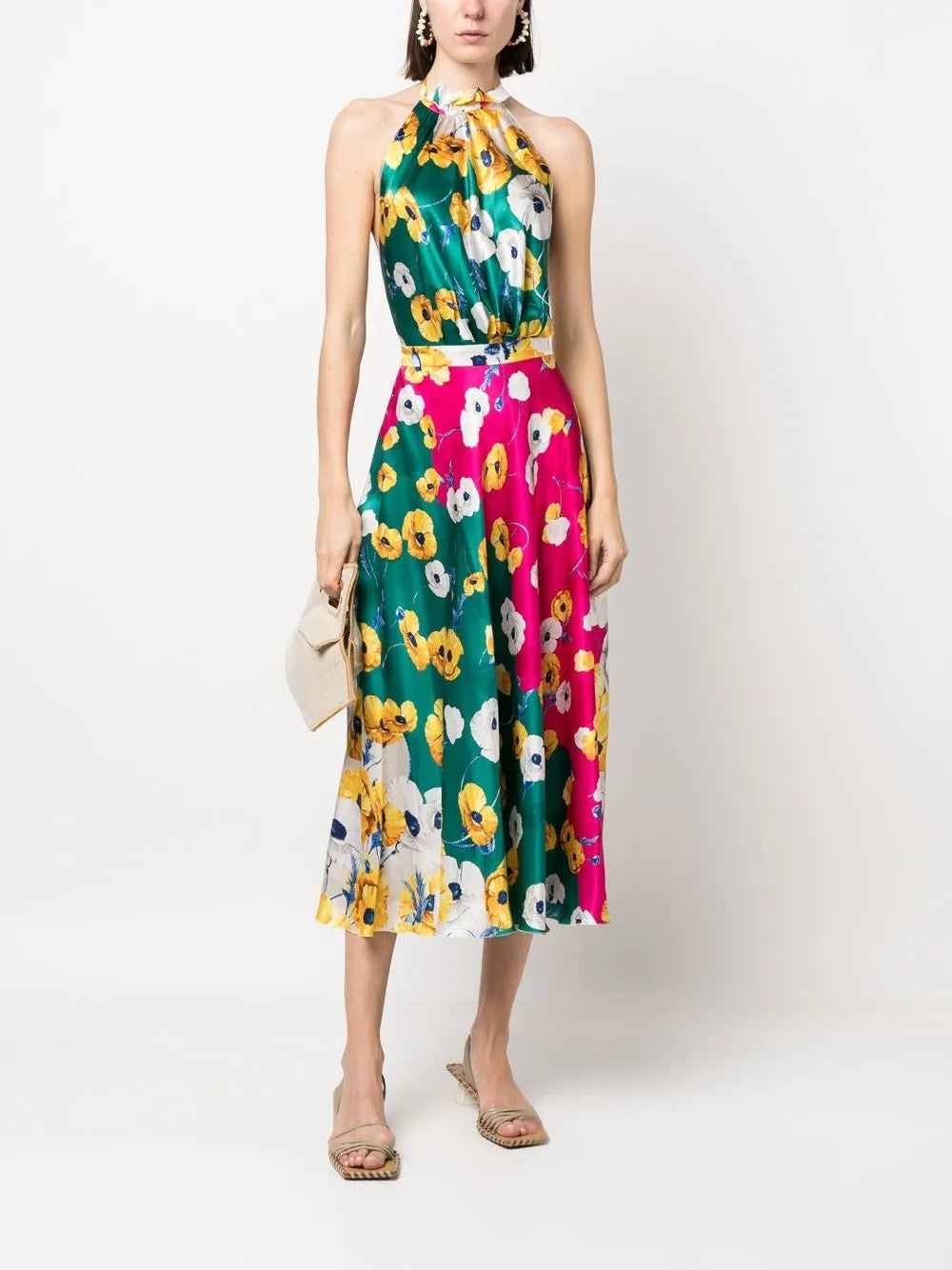 Blossom-Print Halterneck Dress