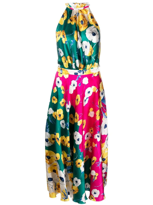 Blossom-Print Halterneck Dress