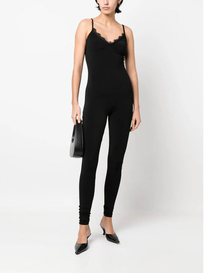 Lace-Trim Sleeveless Jumpsuit