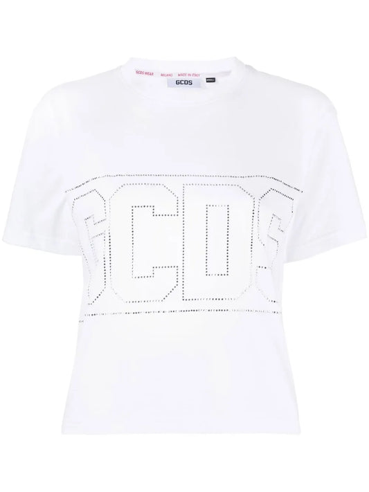 Studded-Logo Crop T-Shirt