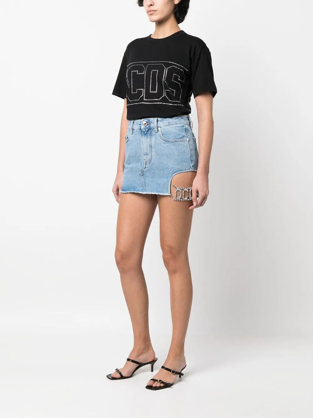 Cut-Out Denim Skirt