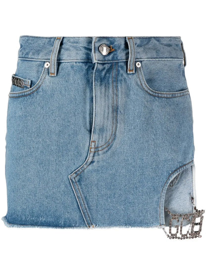 Cut-Out Denim Skirt