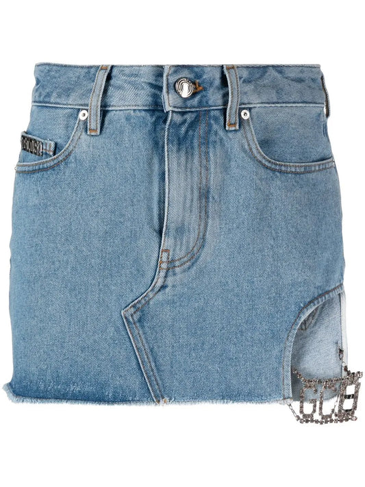 Cut-Out Denim Skirt