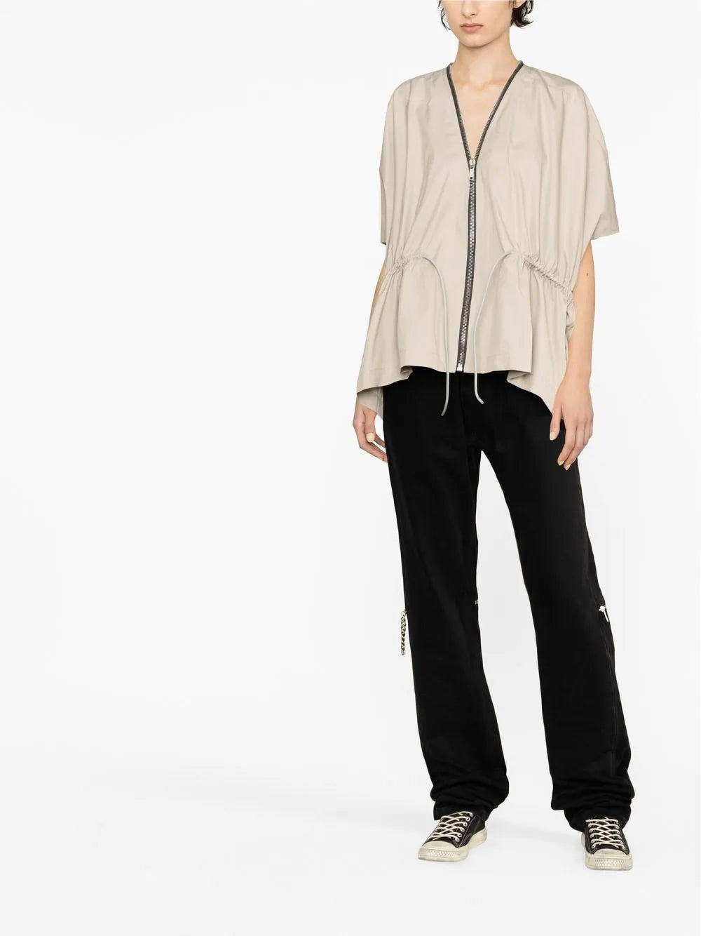 Sail Short-Sleeve Leather Jacket