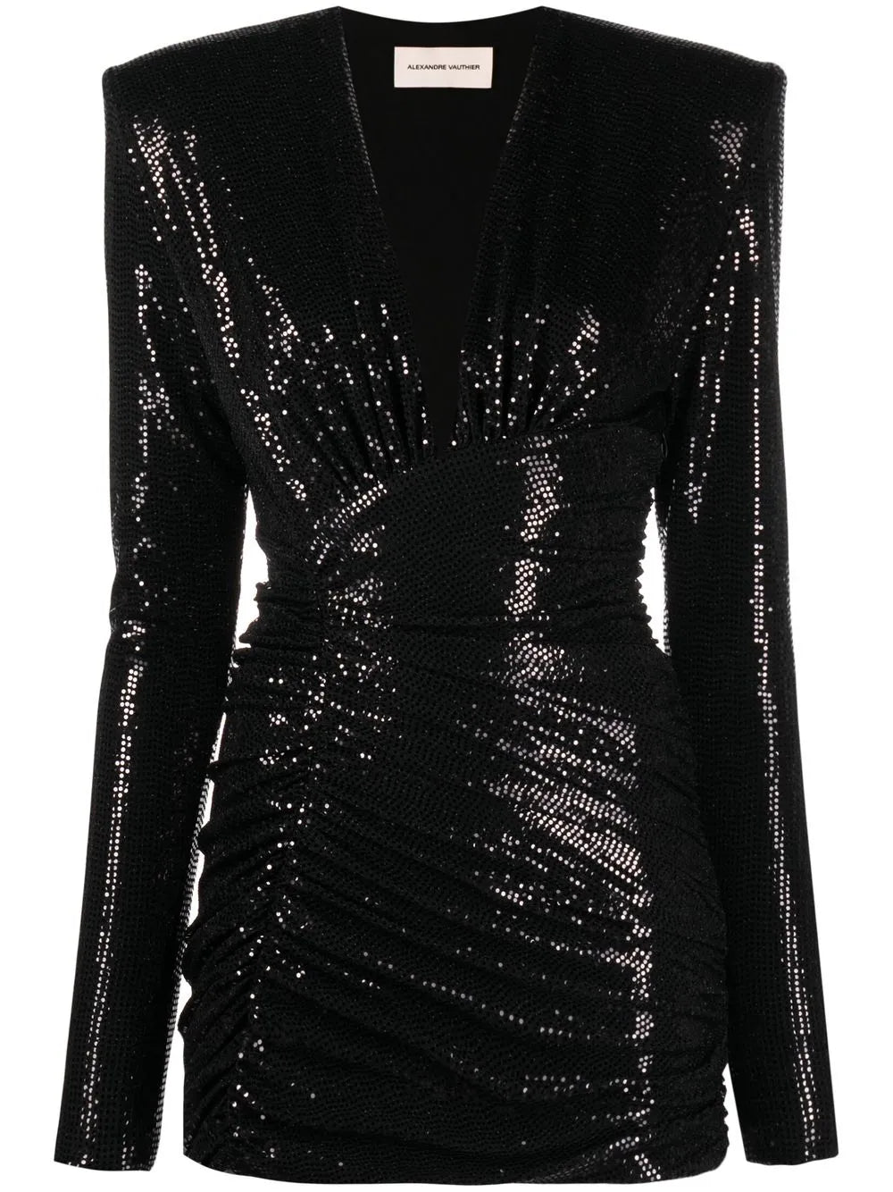 Sequin-Embellished V-Neck Mini Dress