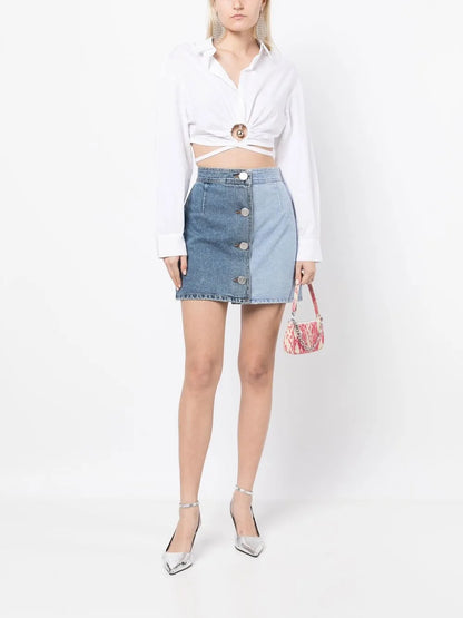 Two-Tone Denim Mini Skirt
