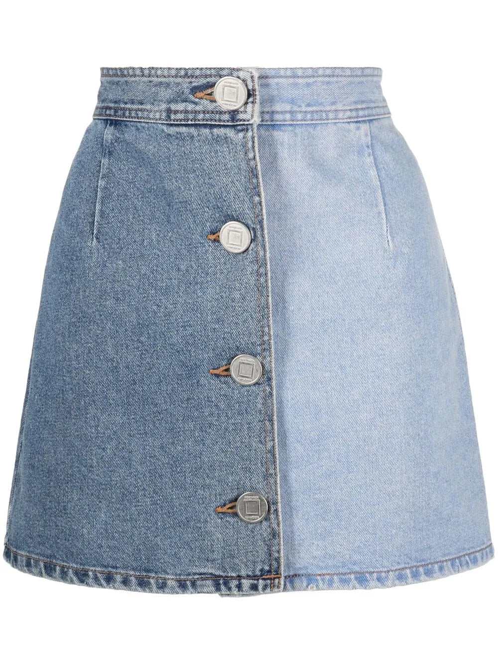 Two-Tone Denim Mini Skirt