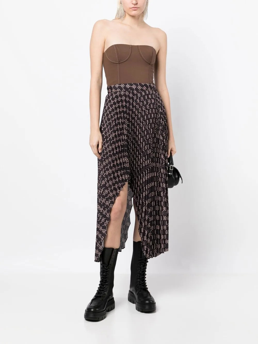 Monogram-Print Asymmetric Skirt