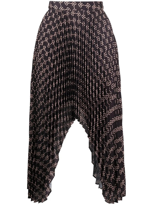 Monogram-Print Asymmetric Skirt