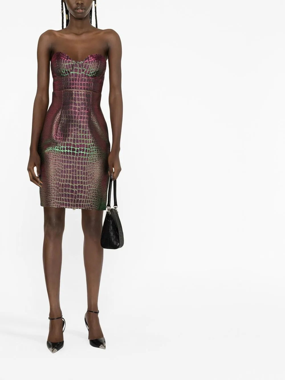 Embossed-Crocodile Pencil Skirt