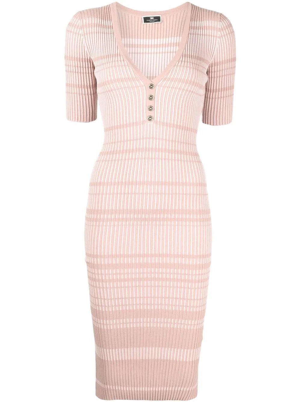 Ribbed V-Neck Midi Dress