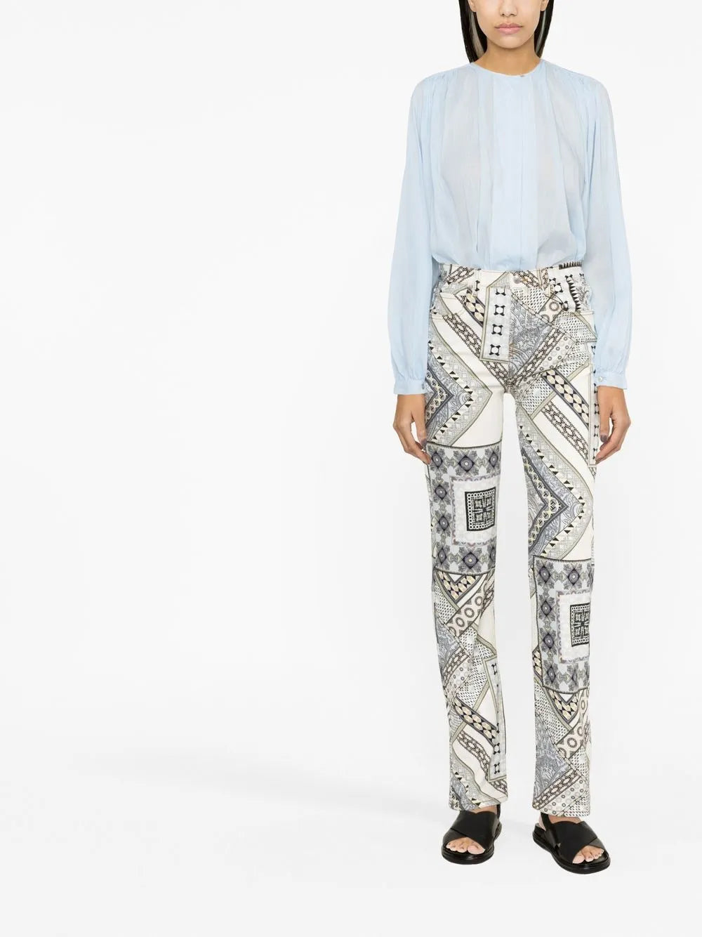 Gathered Cotton-Blend Blouse