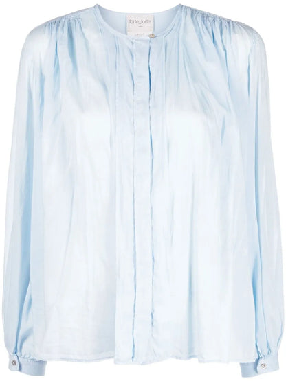 Gathered Cotton-Blend Blouse