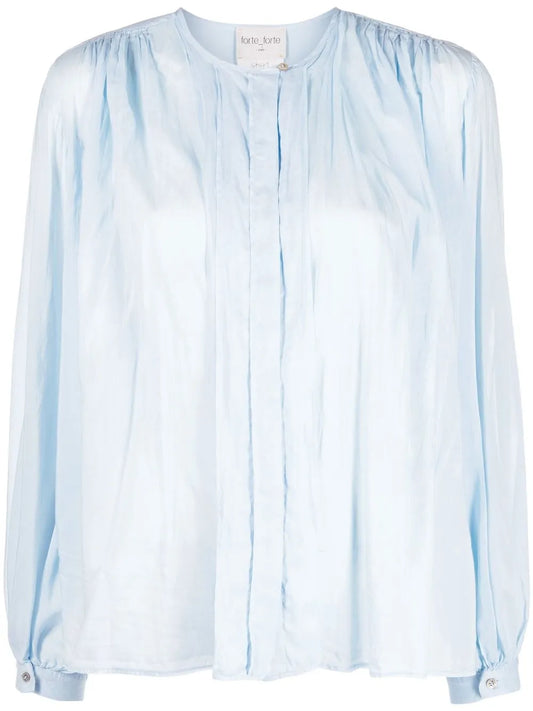 Gathered Cotton-Blend Blouse
