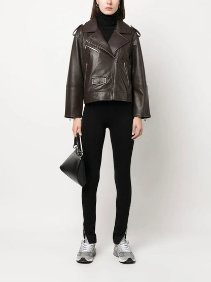 Leather Zip-Up Flight Jacket