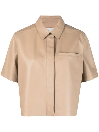 Short-Sleeve Lambskin Shirt