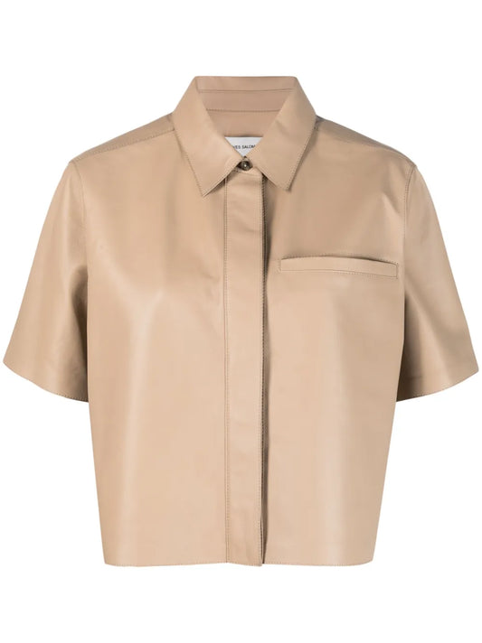 Short-Sleeve Lambskin Shirt