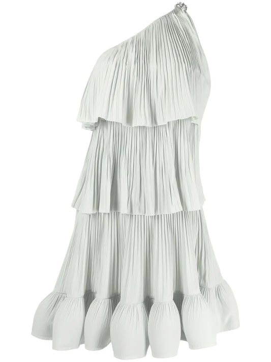 Pleated One-Shoulder Dress
