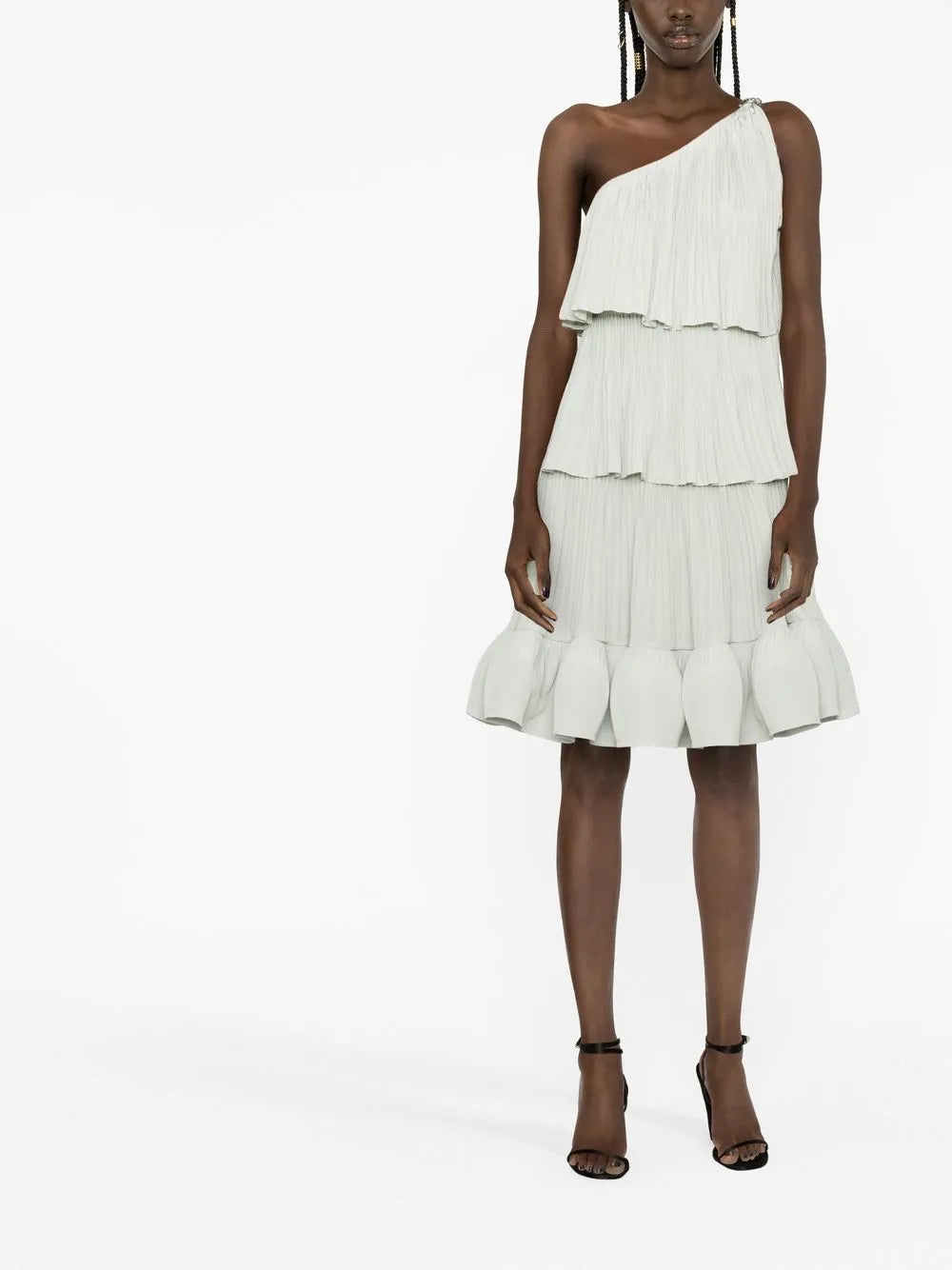 Pleated One-Shoulder Dress