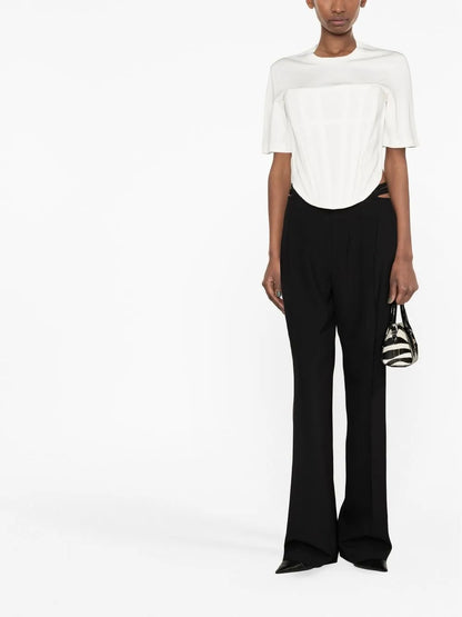 Lingerie Cut-Out Wool Trousers