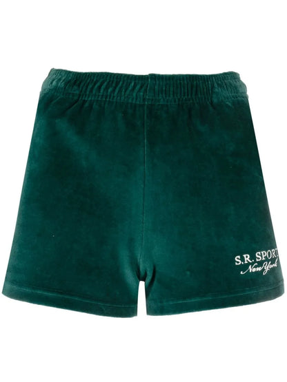 Embroidered-Logo Velour Shorts