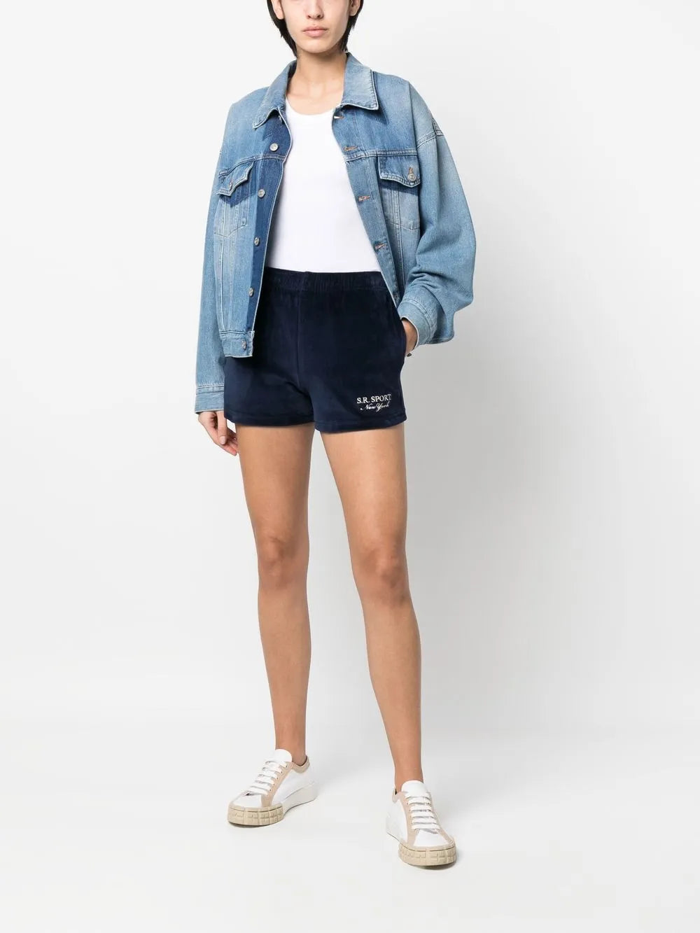Embroidered-Logo Velour Shorts
