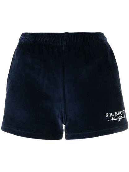 Embroidered-Logo Velour Shorts
