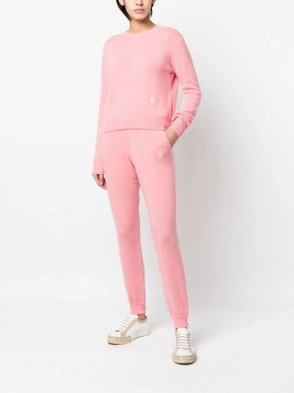 Embroidered-Logo Cashmere Track-Pants