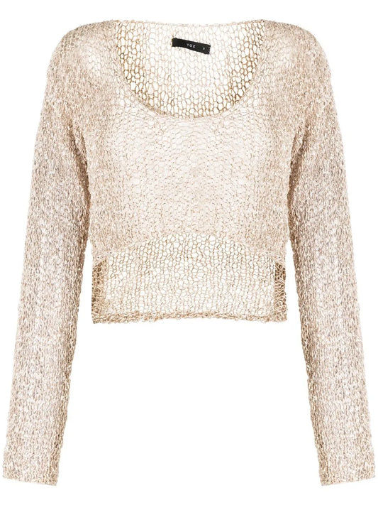 Cropped Loose-Knit Jumper
