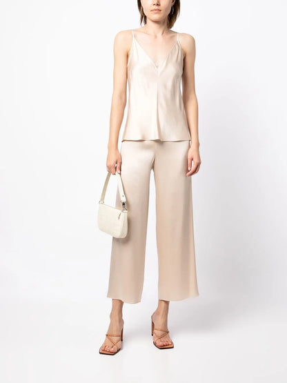 Wide-Leg Cropped Culotte Trousers