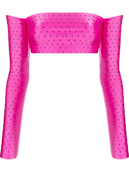 Rhinestone-Embellished Cropped Top