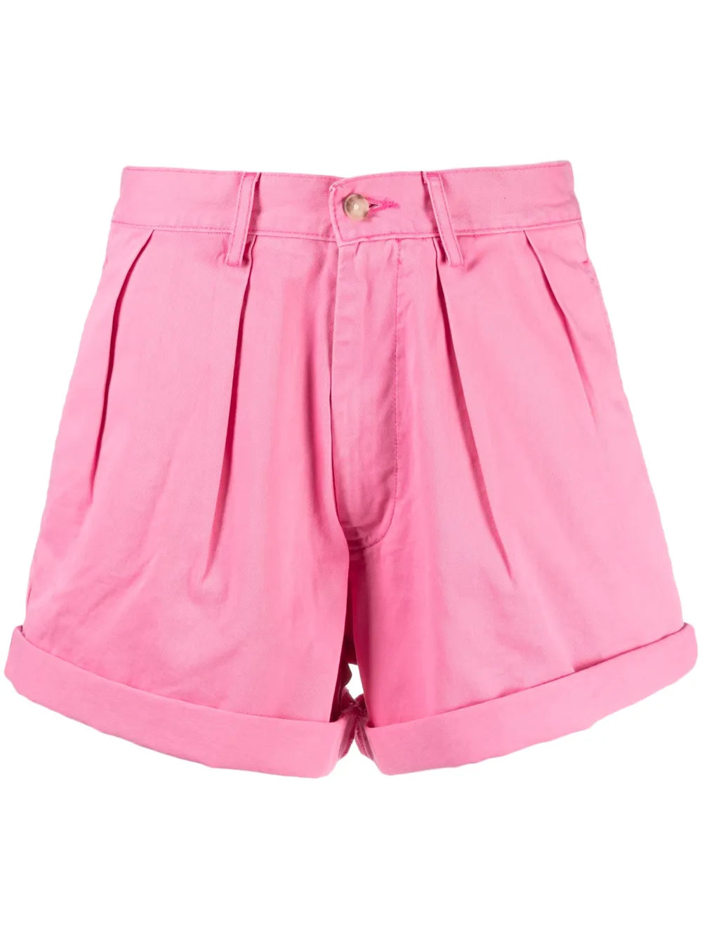 Pleated Cotton Mini Shorts