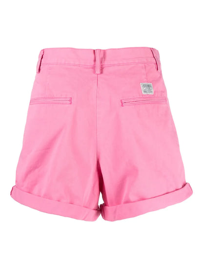 Pleated Cotton Mini Shorts