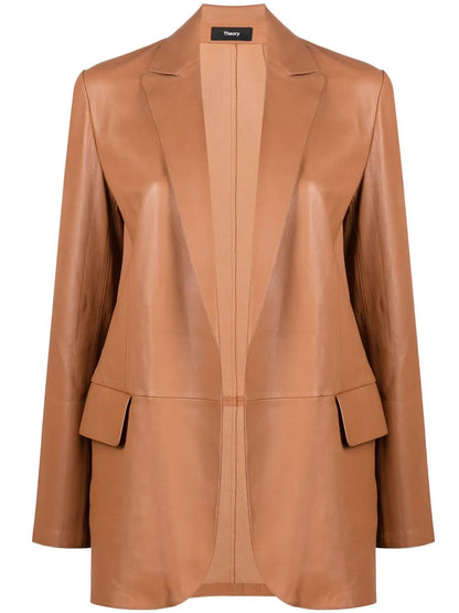 Leather Open Front Blazer