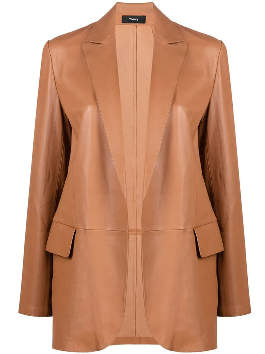 Leather Open Front Blazer