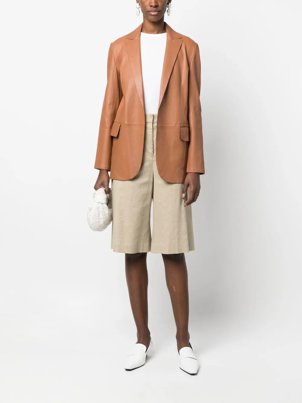 Leather Open Front Blazer