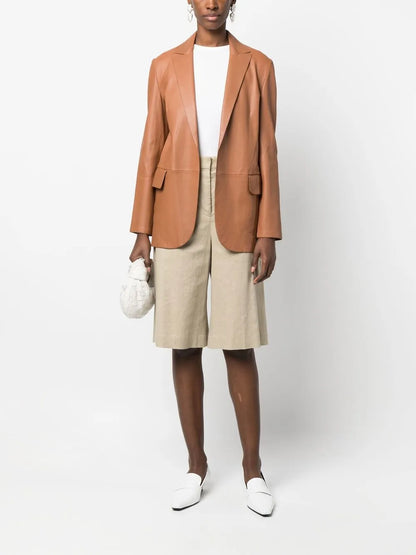 Leather Open Front Blazer