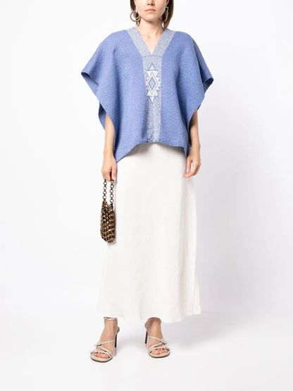 Wide-Sleeve Knitted Top