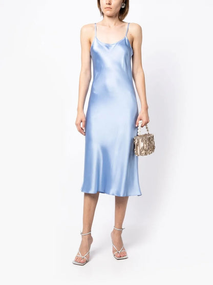 Satin-Finish Midi Dress
