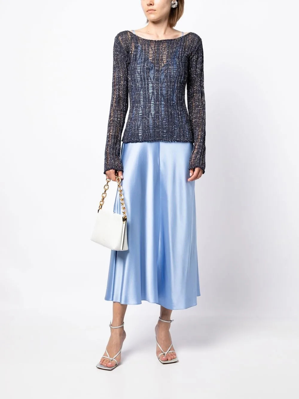 Boat-Neck Open-Knit Sweater