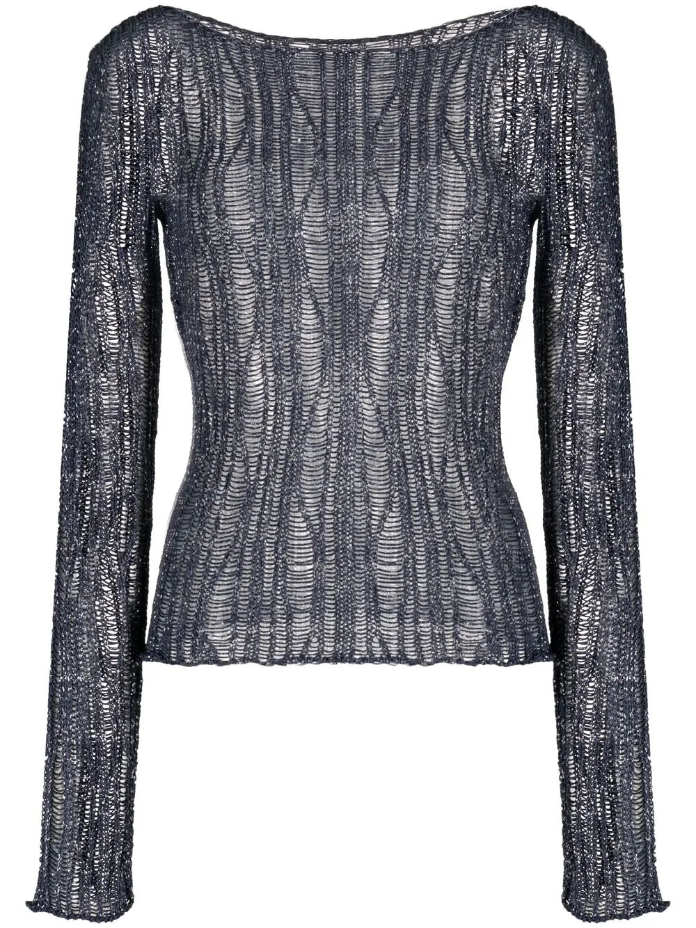 Boat-Neck Open-Knit Sweater