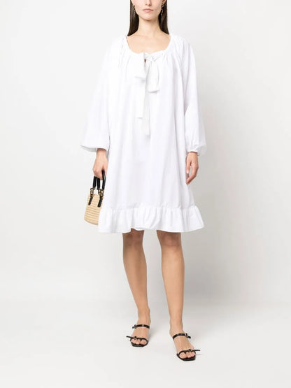 Tie-Neck Peplum Dress