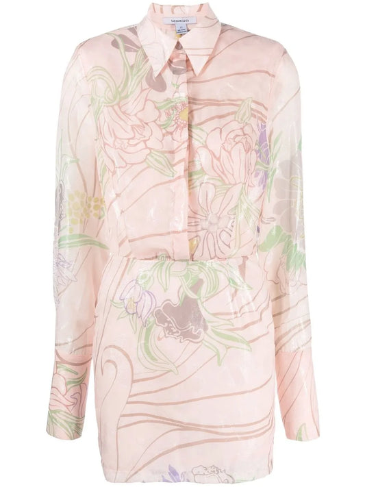 Floral-Print Fitted Shirt Dress