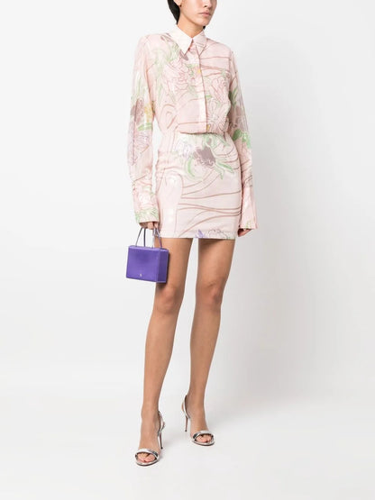 Floral-Print Fitted Shirt Dress