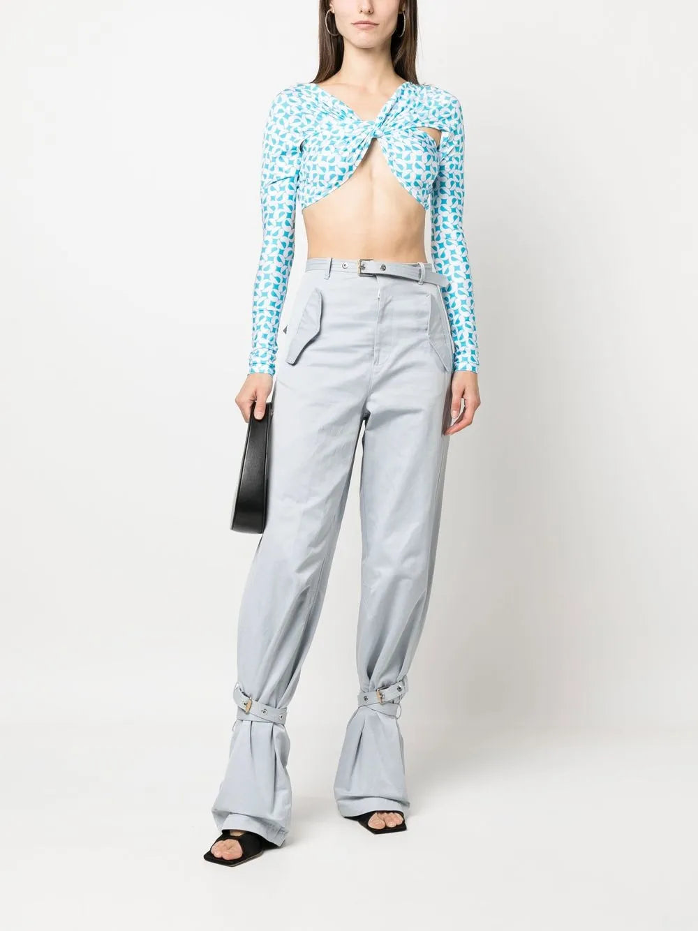 Patterned Ruched Cropped Top