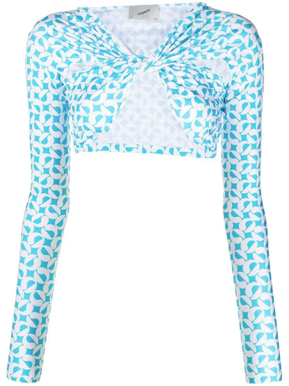 Patterned Ruched Cropped Top