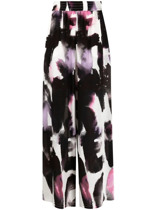 Graphic-Print Straight-Leg Trousers