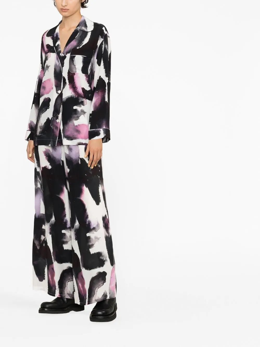 Graphic-Print Straight-Leg Trousers